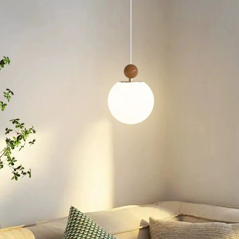 Modern Minimalist Round Ball Iron Glass 1-Light Pedant Light For Bedroom