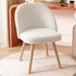 Contemporary Nordic Curved Fabric Upholstered Wood Legs Vanity Stool Backrest For Bedroom