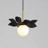 Modern Simplicity Resin Leaf Texture Glass Ball Shade 1-Light Pendant Light For Dining Room