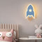 Contemporary Creative Kids Wood Acrylic Rocket LED Wall Sconce Lamp For Bedside