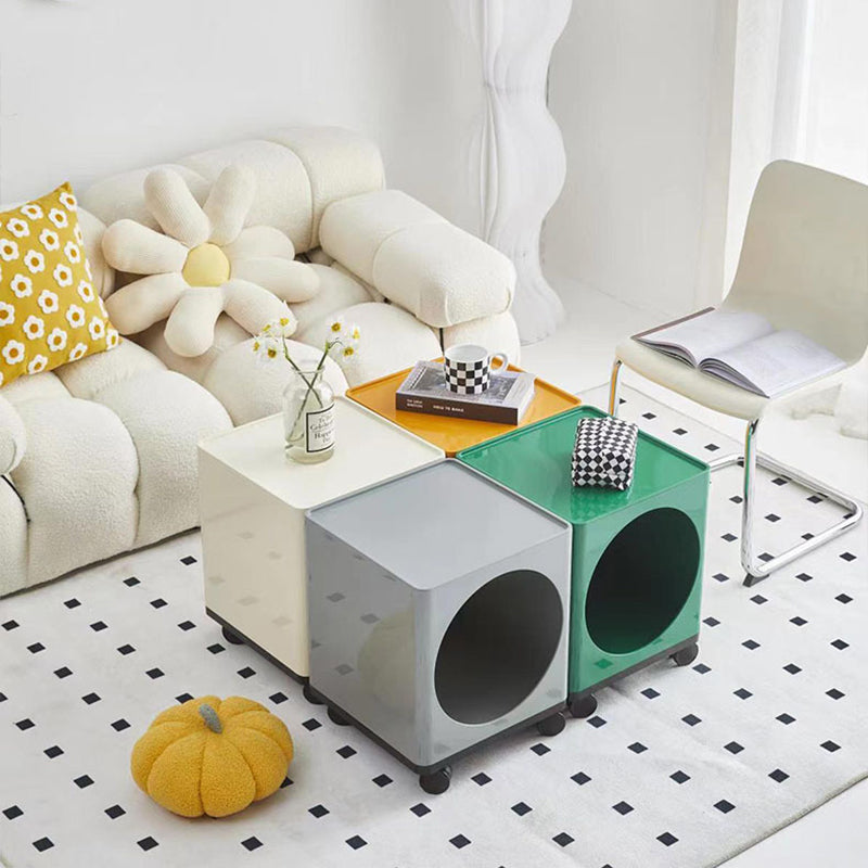 Modern Simplicity Cubic Round Square ABS End Table 1/2/3 Tier Storage Movable For Living Room