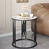 Contemporary Scandinavian Round Cylindrical Rock Slab Carbon Steel End Table For Living Room