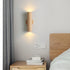 Traditional Japanese Rubber Wood Cylinder LED Wall Sconce Lamp For Bedroom