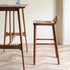 Contemporary Retro Square Kraft Paper Rope Weaving Solid Wood Bar Stool Low Back Footrest For Dining Room