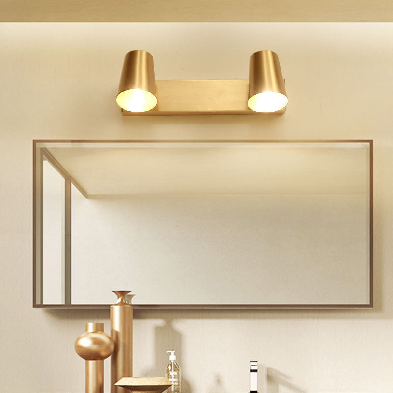 Modern Luxury Full Copper Semi-Conical 1/2/3-Light Vanity Mirror Front Wall Sconce Lamp For Bedroom