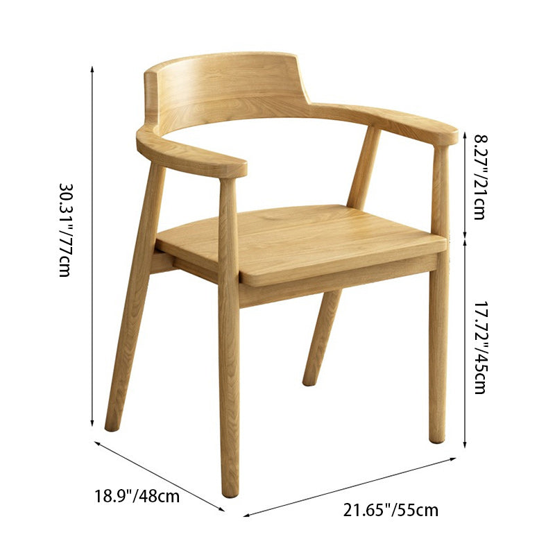 Modern Minimalist Curved Square Cotton Linen Upholstered Cushion Solid Wood Dining Chair Backrest Arm For Dining Room