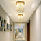 Modern Luxury Round Cylinder Crystal Hardware Base 1-Light Flush Mount Ceiling Light For Hallway