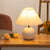 Modern Minimalist Round Pleated Ceramic PVC 1-Light Table Lamp For Bedroom