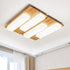 Traditional Japanese Acrylic Rectangular Block Combination Wood LED Flush Mount Ceiling Light For Bedroom