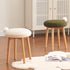 Modern Minimalist Round Lambswool Wood Vanity Stool For Bedroom