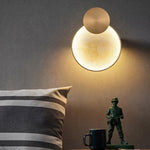 Modern Minimalist Round Iron Marble LED Wall Sconce Lamp For Living Room