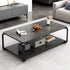 Modern Minimalist Rectangular Table Top Metal Marble Coffee Table 1-Shelf For Living Room