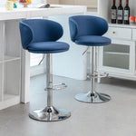 Modern Minimalist Round Fabric Stainless Steel Bar Stool Backrest For Dining Room