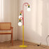 Contemporary Retro Curved Pole Round Ball Fruit Iron Glass 3-Light Standing Floor Lamp For Living Room