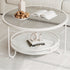 Modern Simplicity Round Striped Glass Slab Metal Coffee Table 2-Tier For Living Room