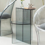 Contemporary Scandinavian Acrylic Semicircle End Table 2-Tier For Living Room