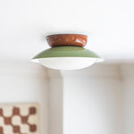 Contemporary Scandinavian Macaron Geometric Semicircle Shade LED Semi-Flush Mount Ceiling Light For Living Room