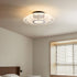 Modern Luxury Iron Stainless Steel Acrylic Flower Round LED Semi-Flush Mount Ceiling Light For Bedroom