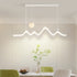 Modern Minimalist Moon Wave Long Iron Aluminum Acrylic LED Island Light Chandelier For Dining Room