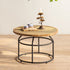 Traditional Japanese Round Rattan Iron Coffee Table For Living Room