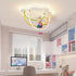 Contemporary Creative Cartoon Astronaut Cloud Iron Aluminum Rainbow Curve LED Kids Flush Mount Ceiling Light For Bedroom