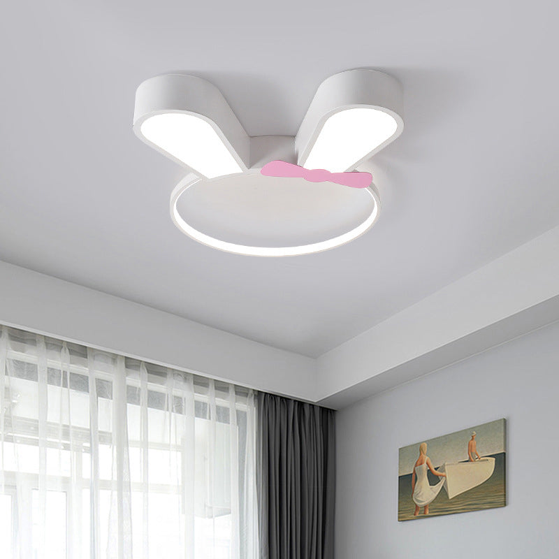 Contemporary Creative Kids Rabbit Iron Acrylic LED Flush Mount Ceiling Light For Bedroom