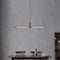 Contemporary Scandinavian Copper Brass Wood Strip LED Kitchen Island Light Chandelier For Dining Room