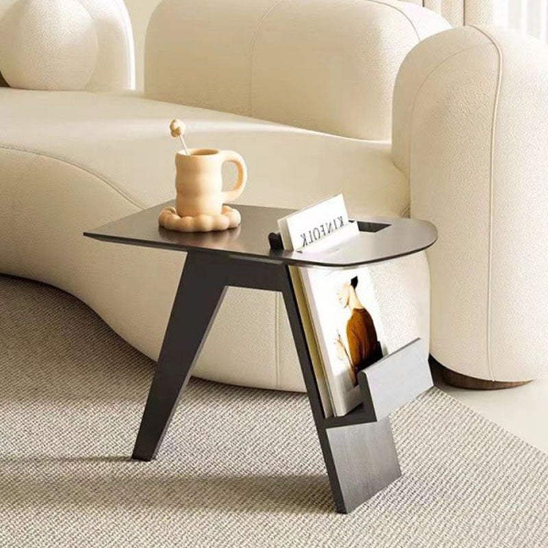 Modern Minimalist Triangle Frame Solid Wood Side Table 1-Shelf For Living Room