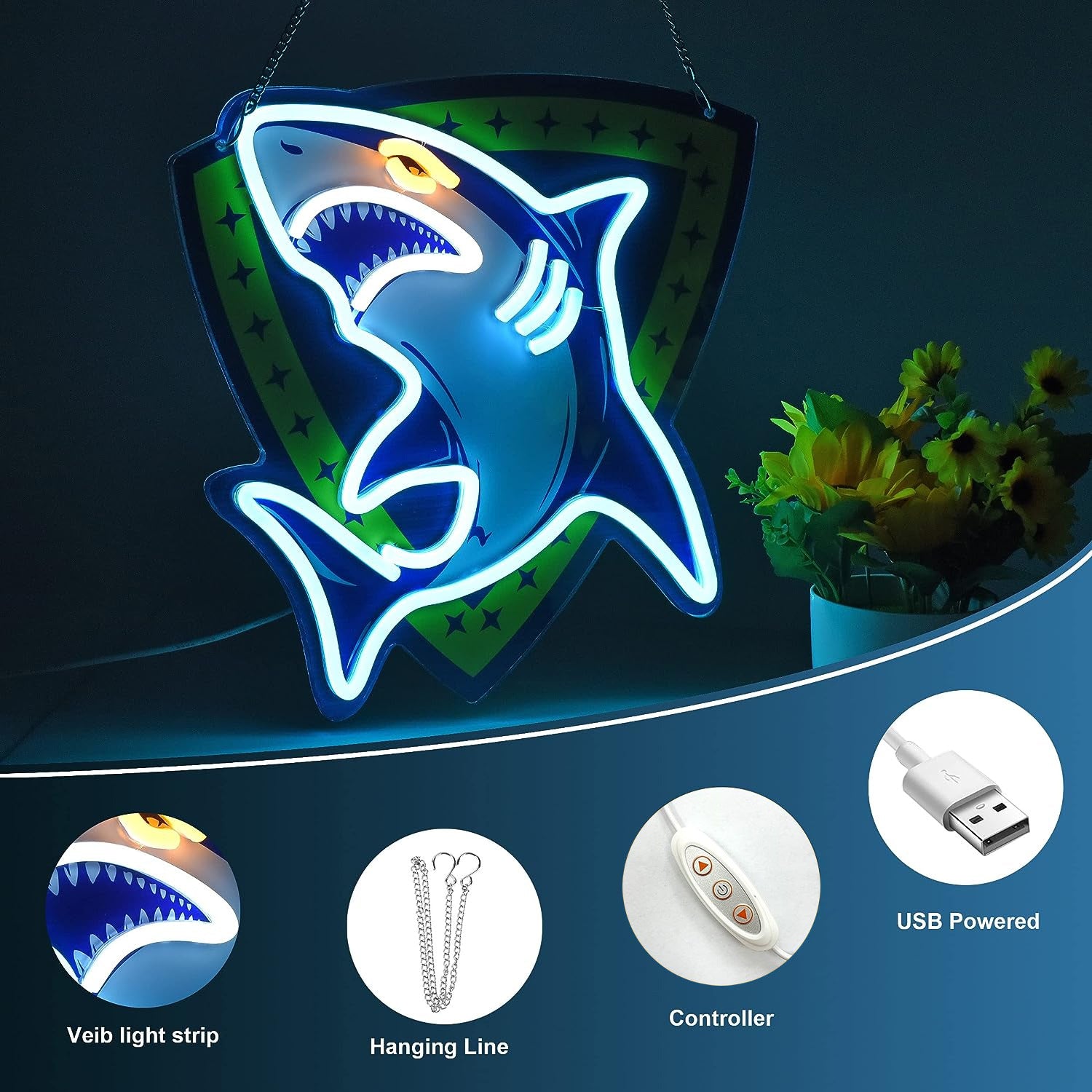 Contemporary Creative Shark Acrylic LED Wall Sconce Lamp For Bedroom