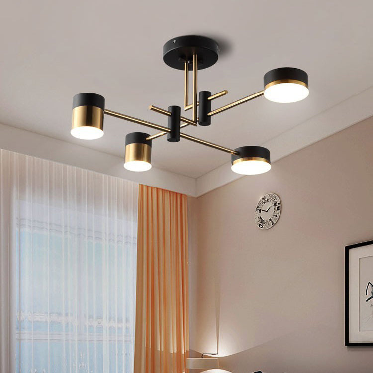 Contemporary Scandinavian Iron Acrylic Round LED Semi-Flush Mount Ceiling Light For Living Room