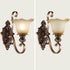 Traditional Rustic Frosted Glass Flower Shade Iron Resin 1/2 Light Wall Sconce Lamp For Bedroom