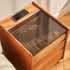 Traditional Vintage Square Glass Top Solid Wood Frame End Table 3-Drawer For Living Room