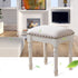 Contemporary Scandinavian Square Linen Leather Solid Wood Vanity Stool Backless Armless For Bedroom