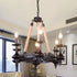 Traditional Vintage Round Candelabra Iron Hemp Rope 3/6/8 Light Chandelier For Living Room