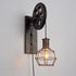 Traditional Vintage Iron Cage Pulley Liftable 1-Light Wall Sconce Lamp For Dining Room