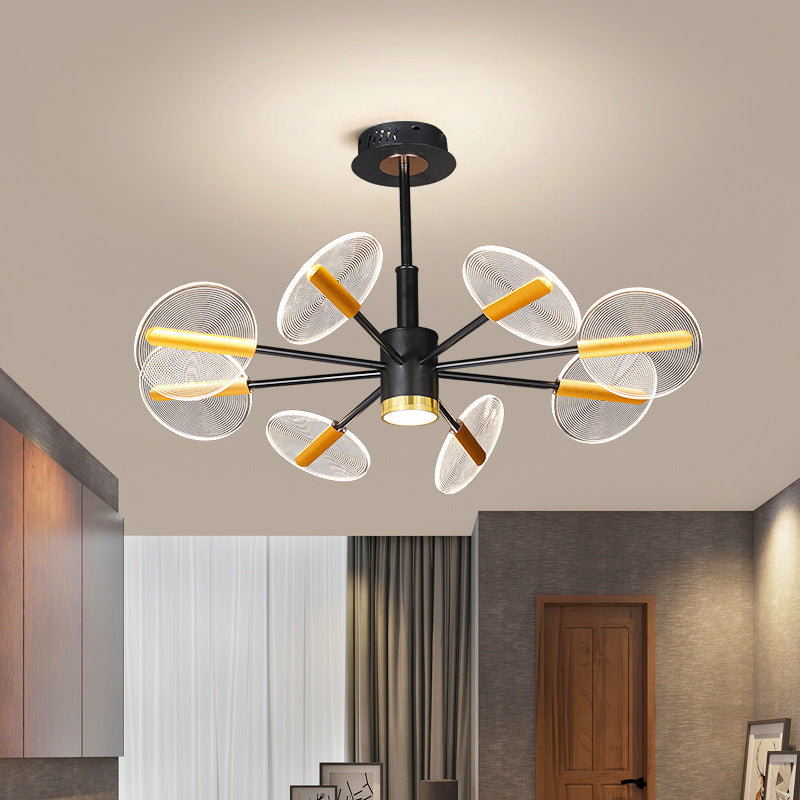 Contemporary Scandinavian Branch Round Iron Acrylic LED Chandelier For Living Room