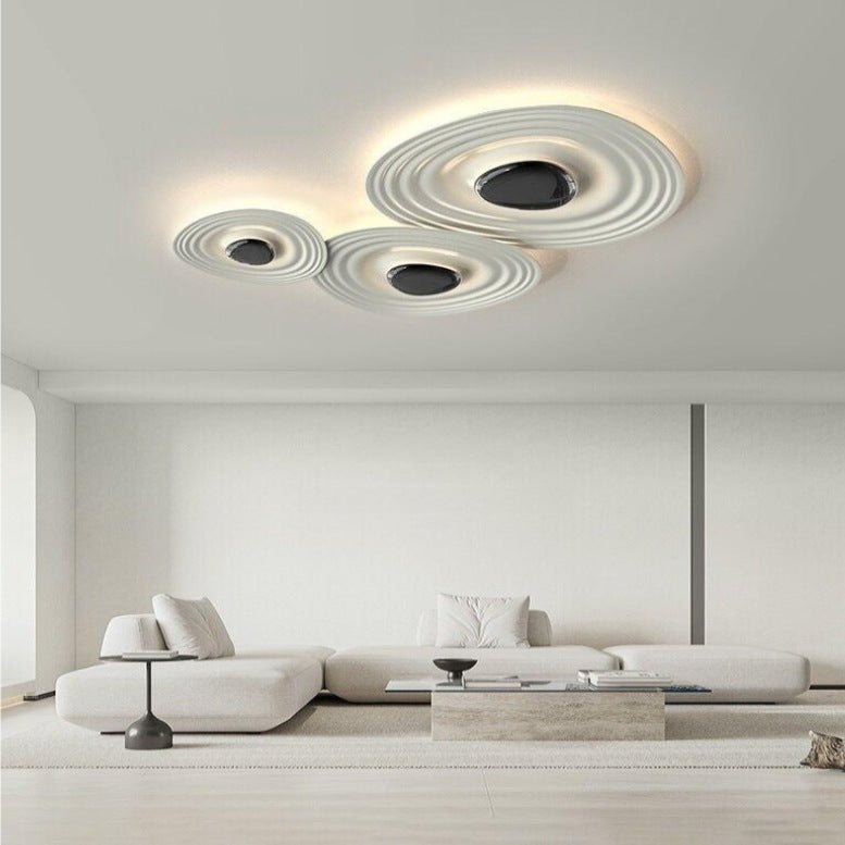 Modern Minimalist Irregular Water Ripple Oval Aluminum LED Flush Mount Ceiling Light For Living Room