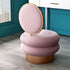 Contemporary Creative Round Fabric Iron Vanity Stool Backrest Armless For Bedroom