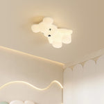 Contemporary Creative Cartoon Animal Bear Acrylic Shape Iron LED Kids Flush Mount Ceiling Light For Bedroom