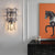 Modern Luxury Double Half Cylinder Stainless Steel Crystal 3-Light Wall Sconce Lamp For Living Room