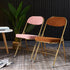 Traditional Vintage Square Velvet Stainless Steel Foldable Dining Chair Backrest For Dining Room