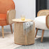 Contemporary Scandinavian Cylindrical Wood Rattan Coffee Table For Living Room