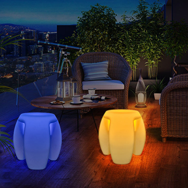 Modern Minimalist Round Plastic LED Illuminated Waterproof Bar Stool For Entertainment Room