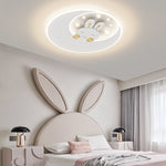 Contemporary Creative Iron Acrylic Round Elephant Rabbit LED Flush Mount Ceiling Light For Bedroom