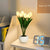 Modern Art Deco PU Ceramic Tulip Simulated Flower LED Table Lamp For Bedside