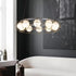 Contemporary Scandinavian Iron Glass Ball Round Strip LED Chandelier For Dinning Room