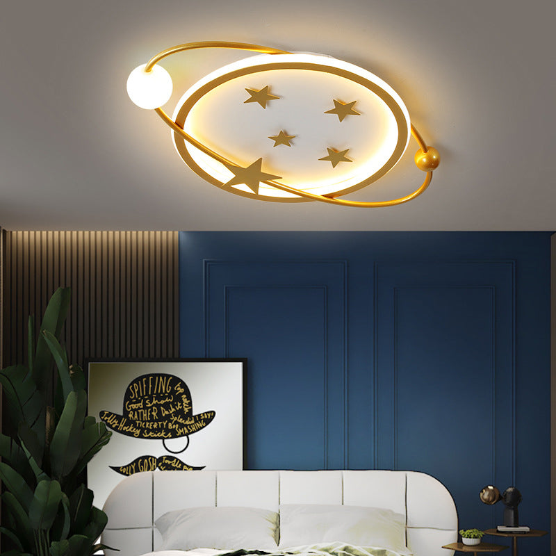 Contemporary Nordic Geometric Starry Hanging Acrylic Round LED Flush Mount Ceiling Light For Bedroom