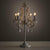 Contemporary Boho Distressed White Hardware Candelabra Design Crystal Bead 4-Light Table Lamp For Bedroom