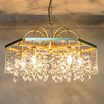 Modern Luxury Square Acrylic Iron Crystal 4/8 Light Chandelier For Living Room