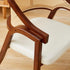 Traditional Vintage Square Upholstered Solid Wood Rattan Linen Dining Chair Backrest Armrest For Dining Room